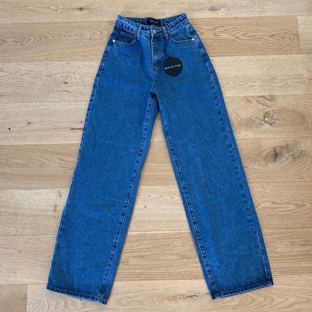 White Fox Jeans High waist Wide Leg Bring The Style Size XS Blue